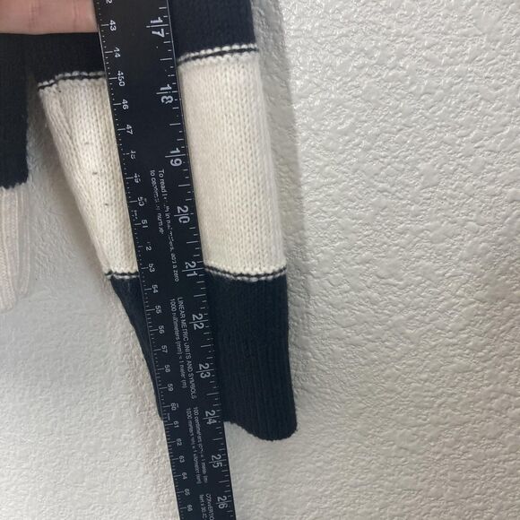 Banana Republic Sweater Womens Small Black White Striped Crewneck Pullover Knit - Picture 9 of 13